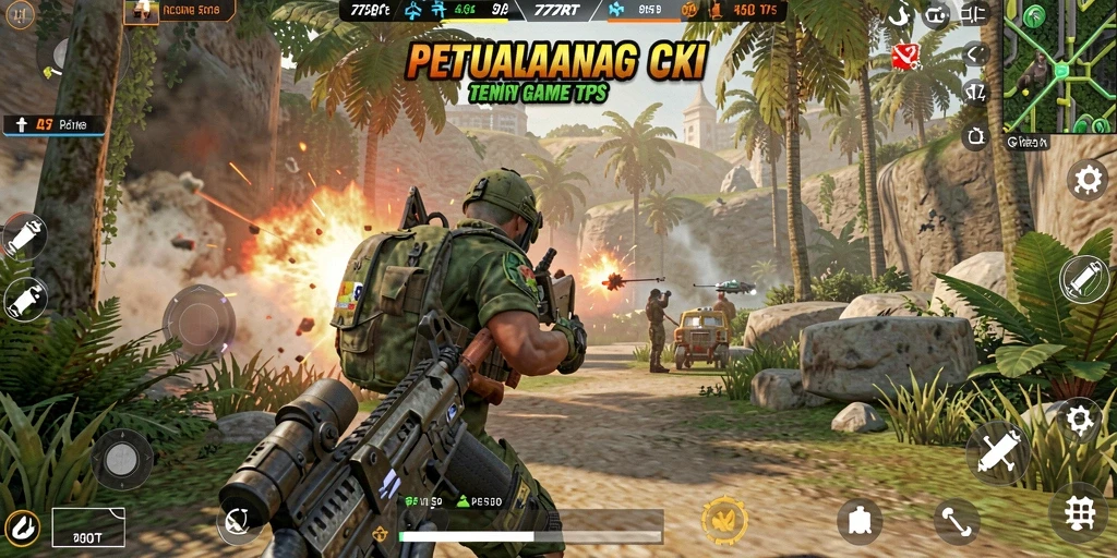 Tampilan gameplay 777RT dengan aksi tembak-menembak yang intens.