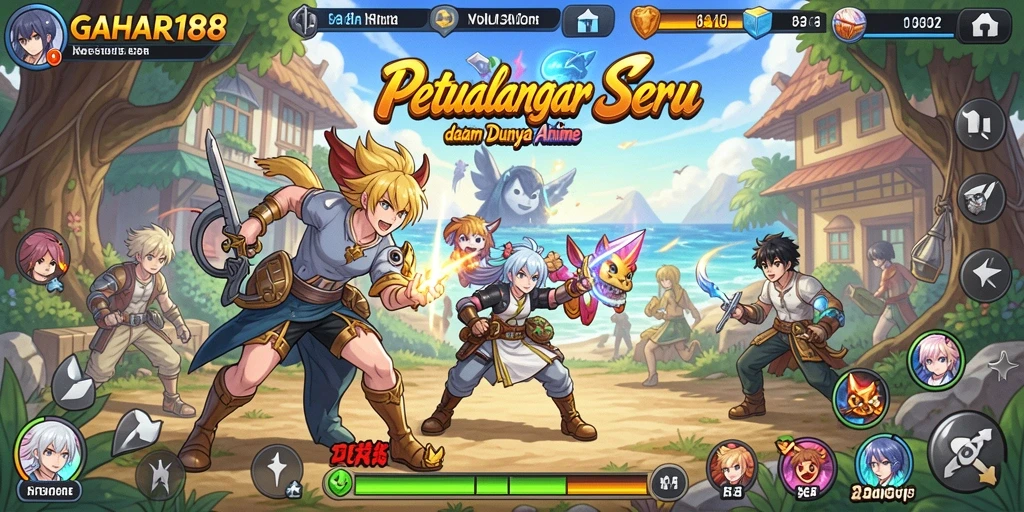 Tampilan gameplay GAHAR188 yang menampilkan pertarungan seru karakter anime.