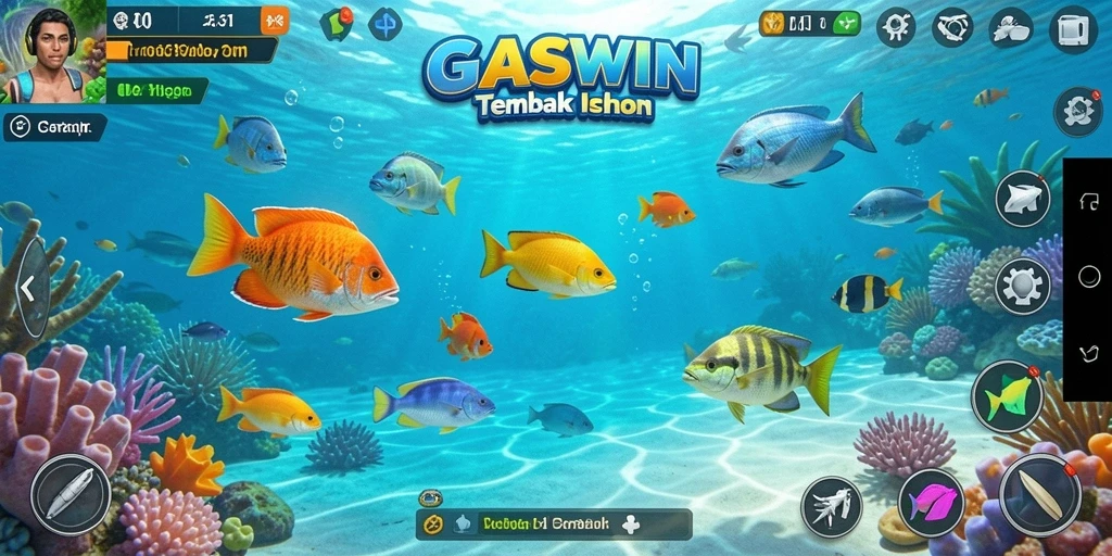 Tampilan gameplay GASWIN yang seru saat menembak ikan.