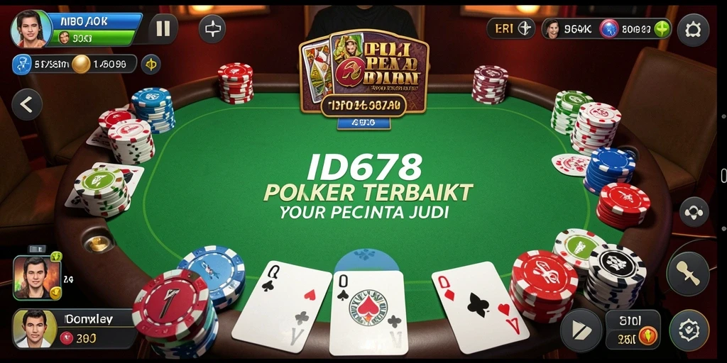 Screenshot gameplay ID678 menunjukkan aksi intens dalam permainan Poker yang mendebarkan.