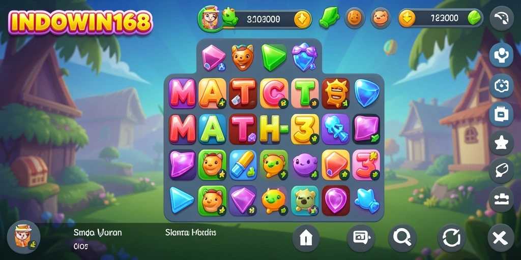 Tampilan gameplay menawan dari permainan Match-3 INDOWIN168.
