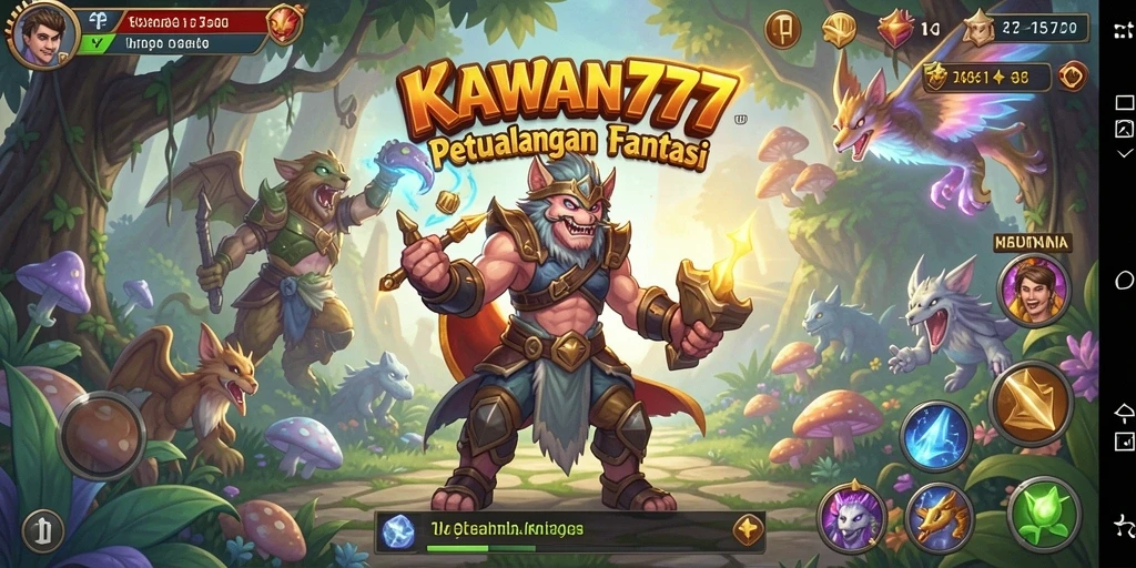 Tampilan gameplay KAWAN777 yang menampilkan pertarungan seru dan karakter yang menarik.
