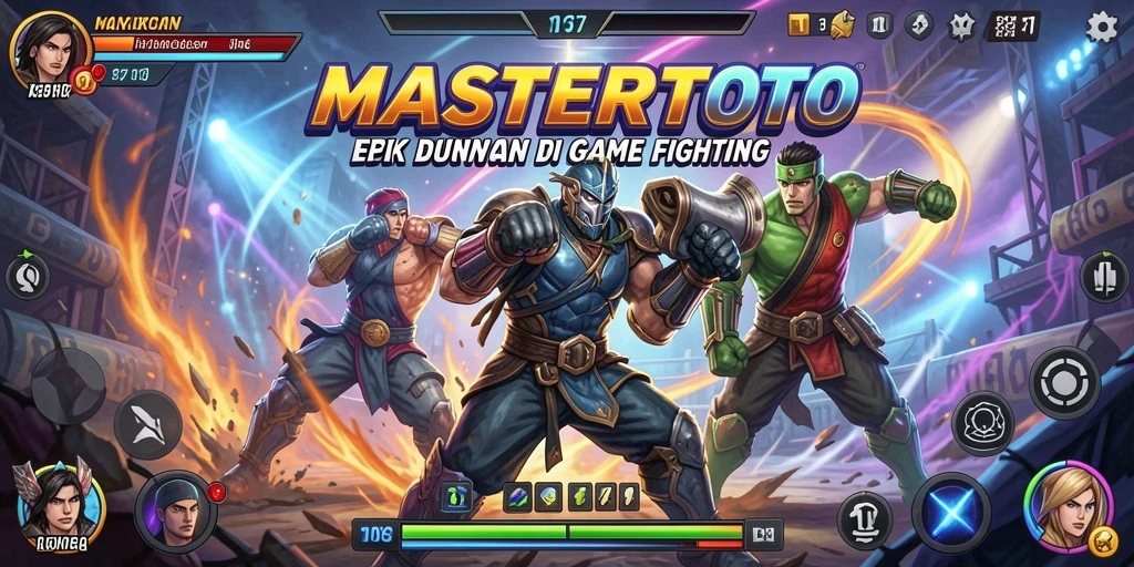 Screenshot utama MASTERTOTO menampilkan aksi pertarungan yang intens.