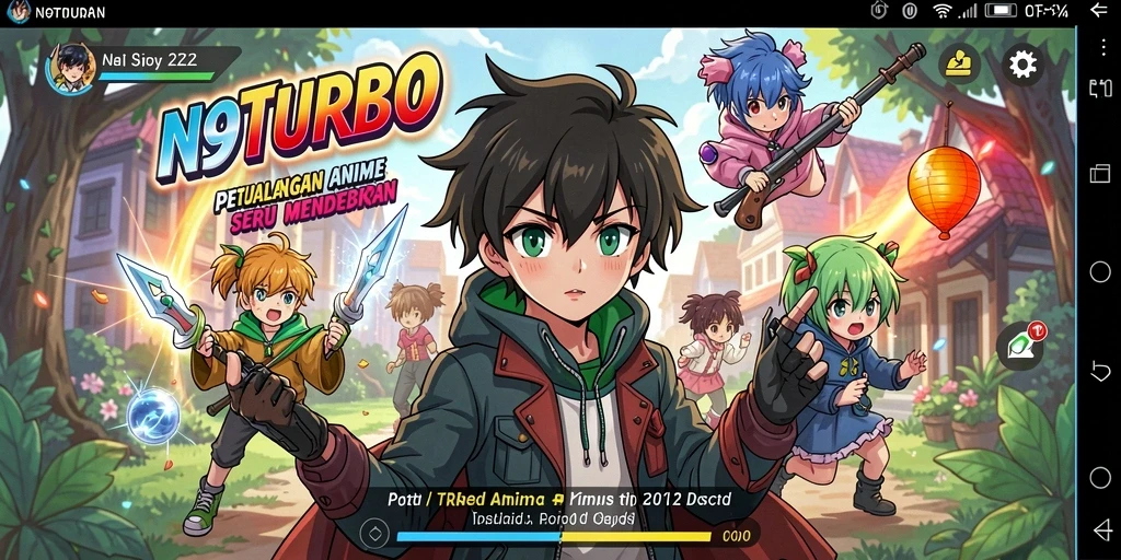 Tampilan gameplay N9TURBO yang menakjubkan menampilkan aksi karakter Anime.