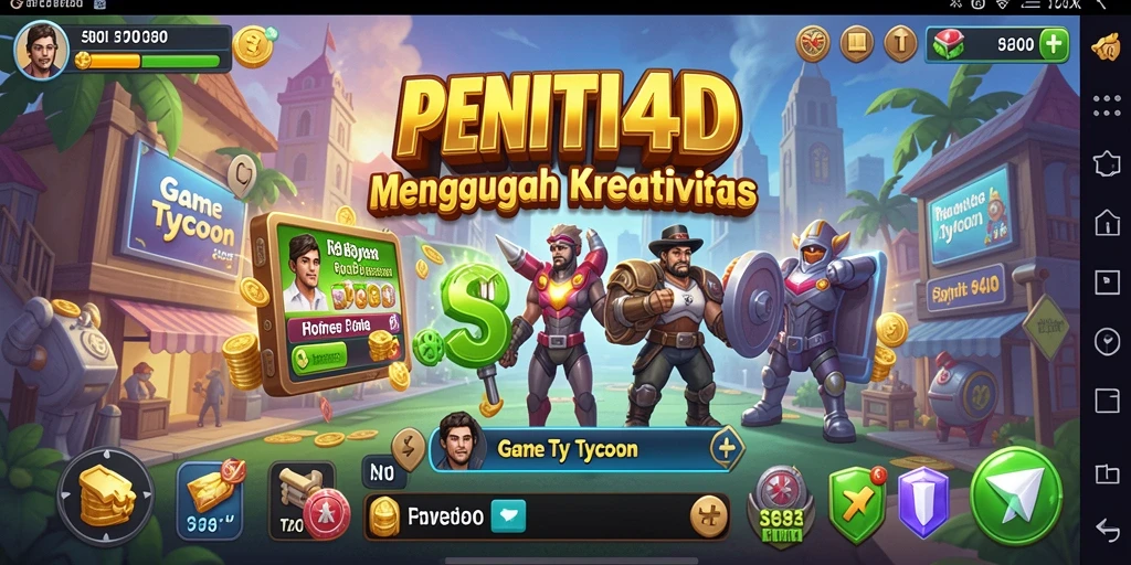 Screenshot gameplay PENITI4D menampilkan manajemen bisnis yang seru.