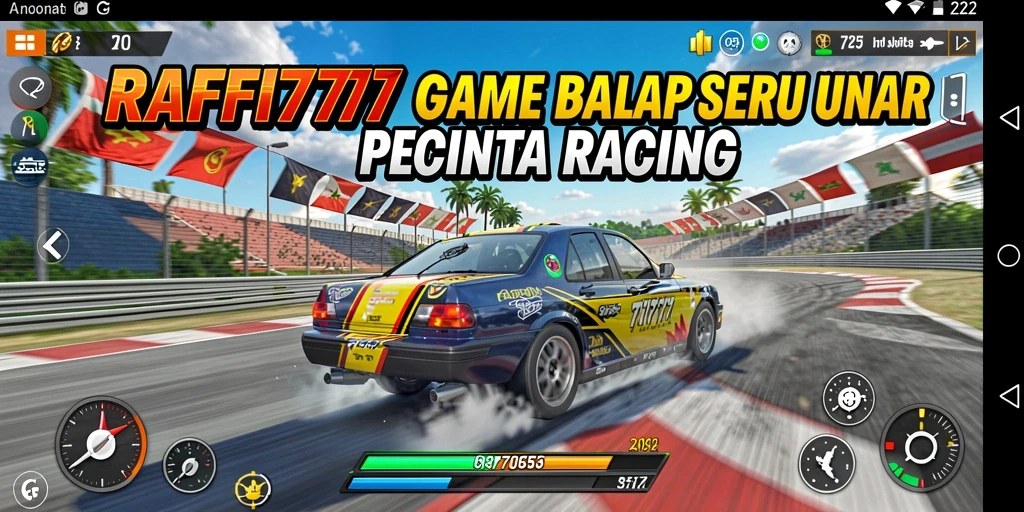 Tampilan gameplay RAFFI777 yang mendebarkan dan penuh aksi balap.