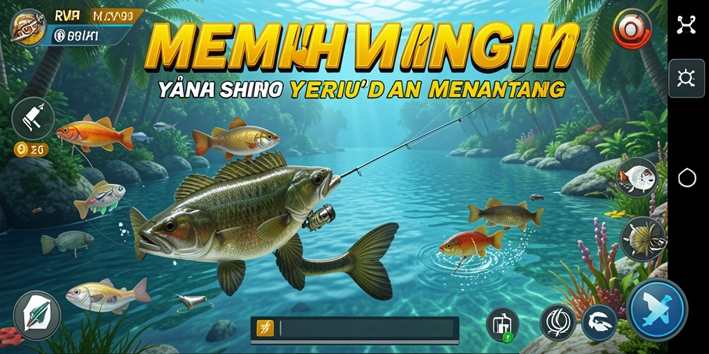 Gameplay RVIP1 menampilkan pemain yang sedang memancing dengan latar belakang yang indah.
